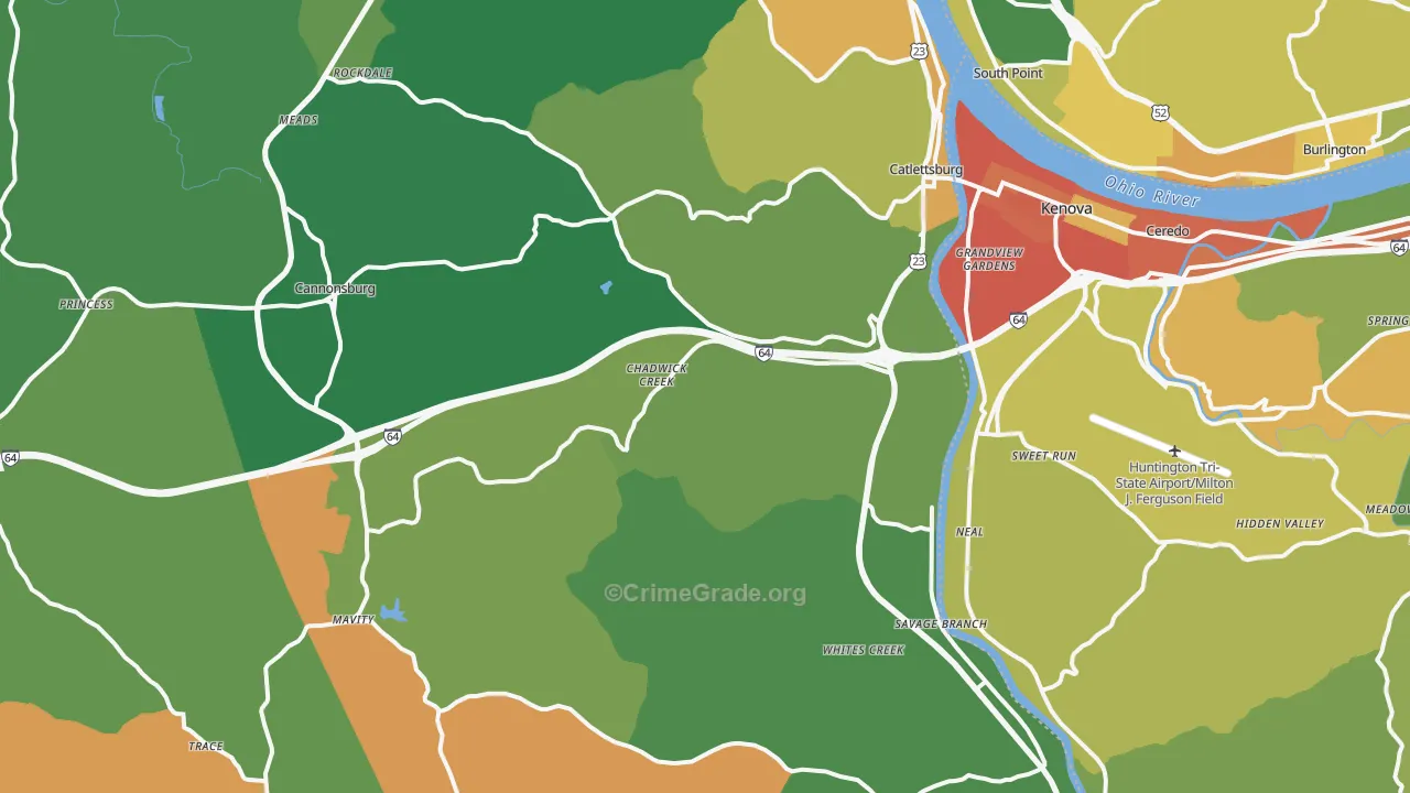 Catlettsburg, KY Map of Drug-Related Crime Rates