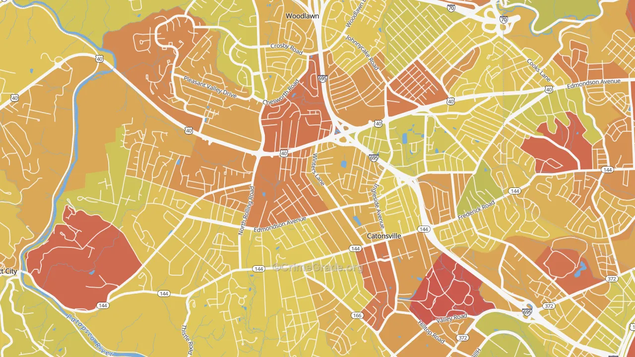 Catonsville Heights, Catonsville, MD Map of Drug-Related Crime Rates