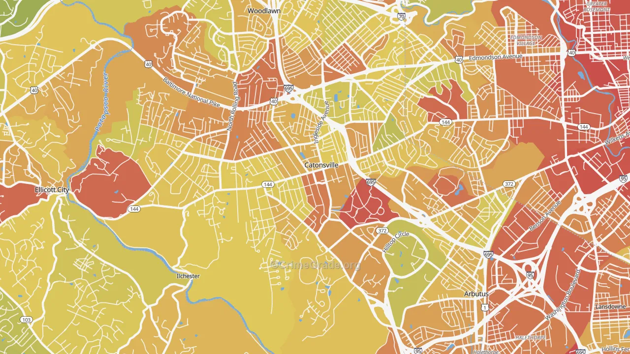Catonsville, MD Map of Drug-Related Crime Rates