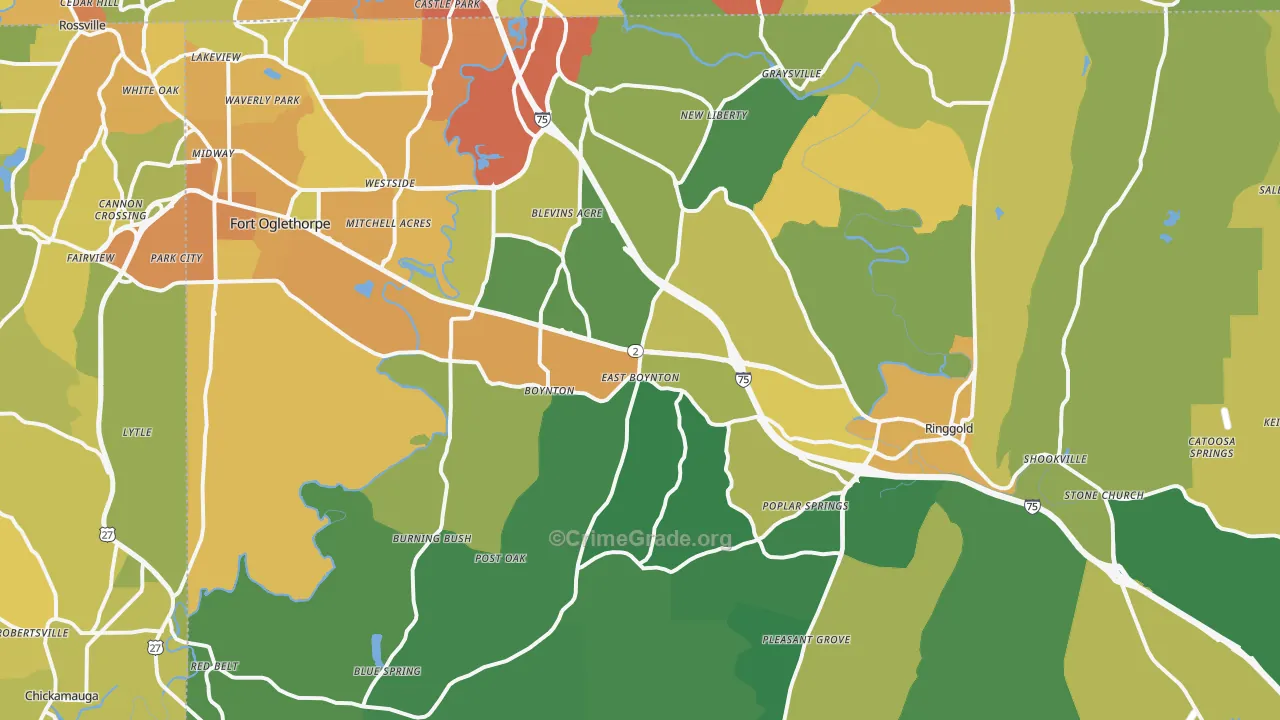 Catoosa County, GA Map of Drug-Related Crime Rates