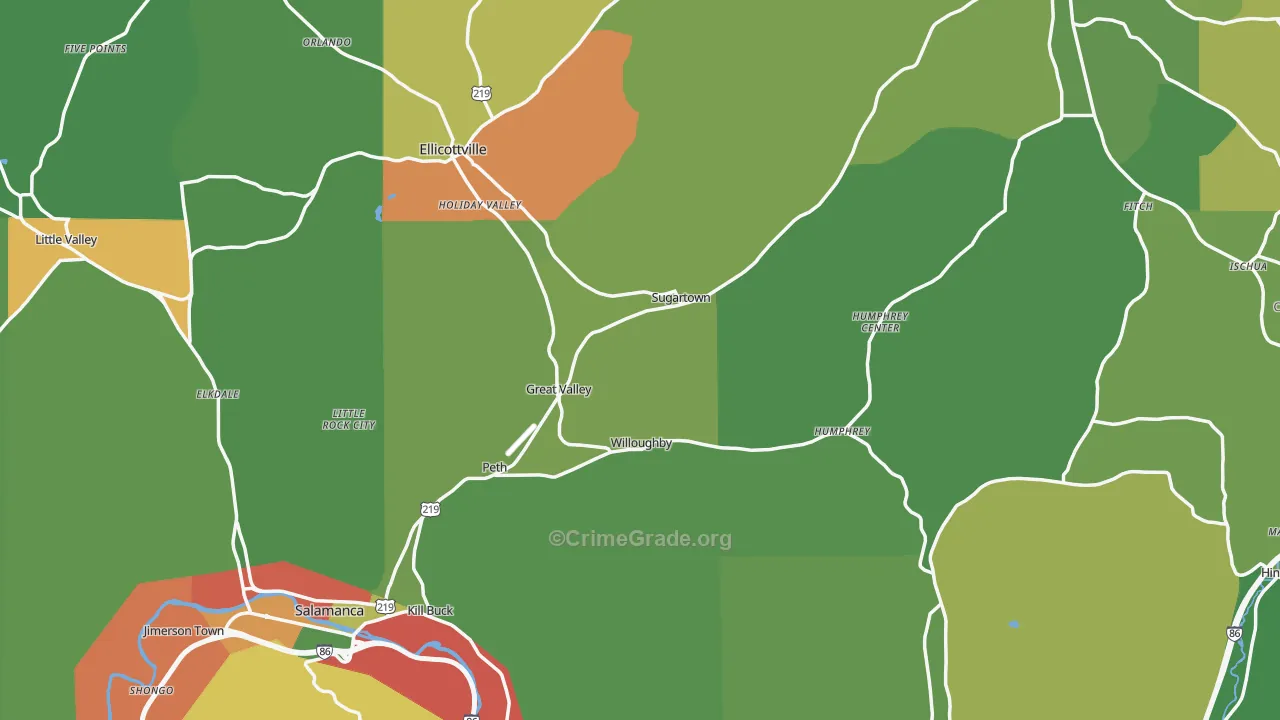 Cattaraugus County, NY Map of Drug-Related Crime Rates