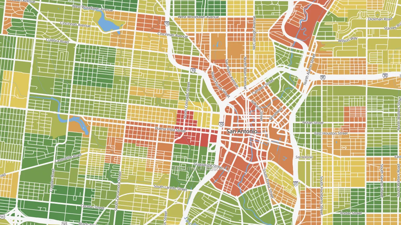 Cattleman Square, San Antonio, TX Map of Drug-Related Crime Rates