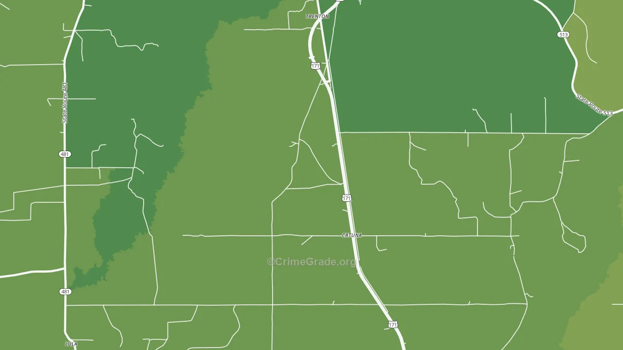 Catuna, LA Map of Drug-Related Crime Rates