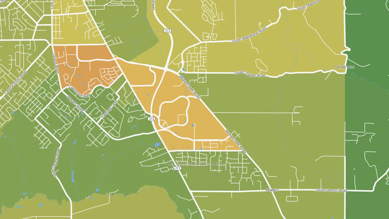 Caufield, Oregon City, OR Map of Drug-Related Crime Rates
