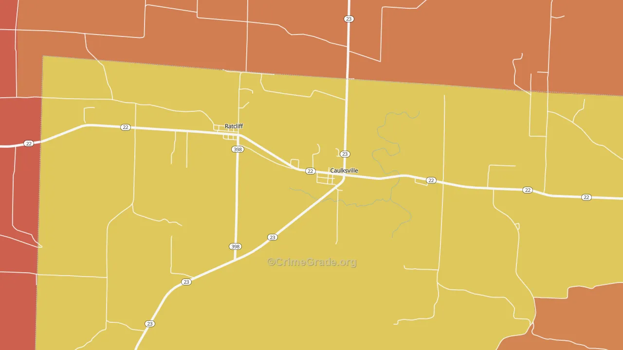 Caulksville, AR Map of Drug-Related Crime Rates