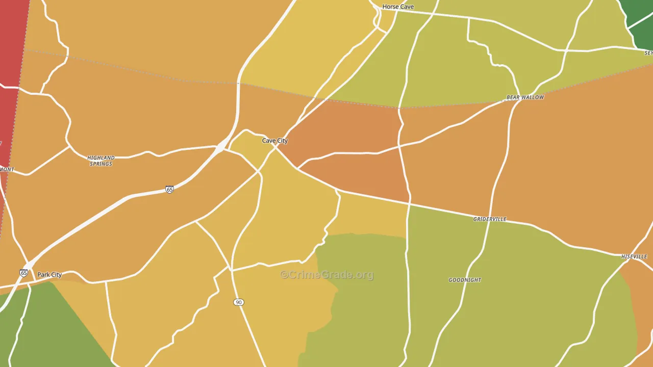 Cave City, KY Map of Drug-Related Crime Rates