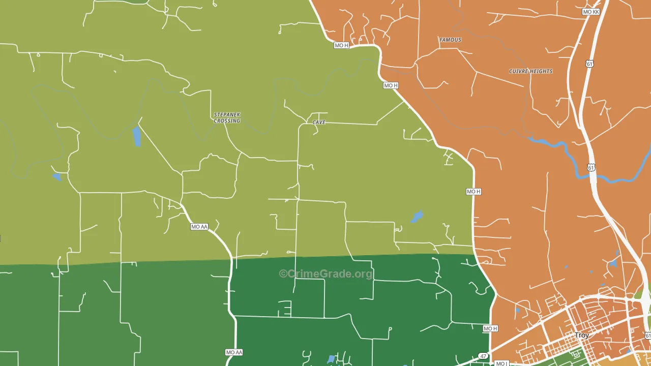 Cave, MO Map of Drug-Related Crime Rates