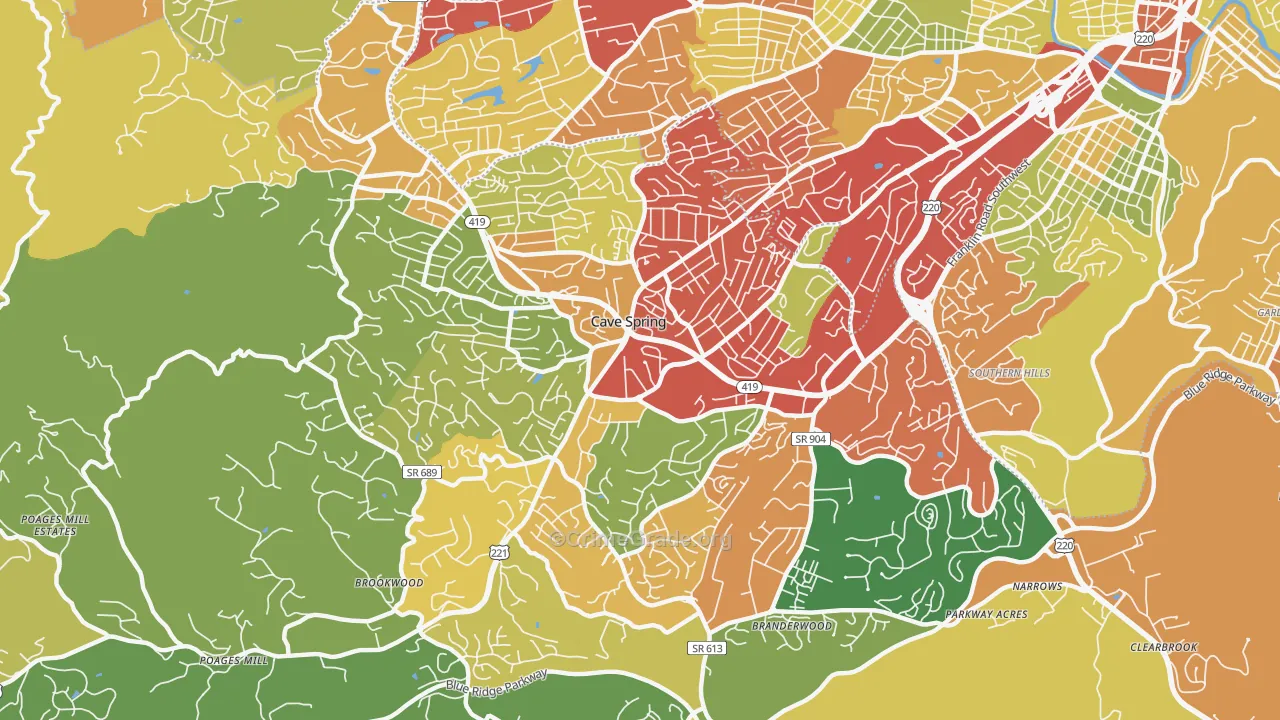 Cave Spring, VA Map of Drug-Related Crime Rates