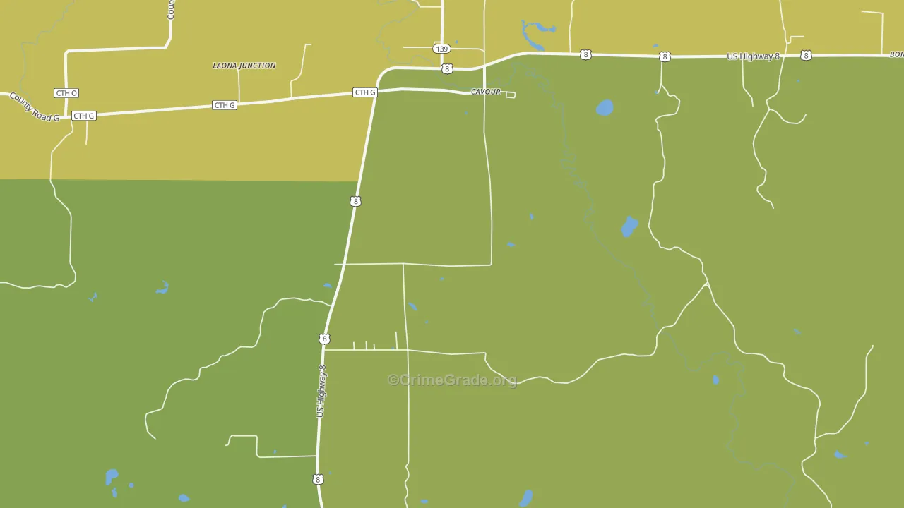 Cavour, WI Map of Drug-Related Crime Rates