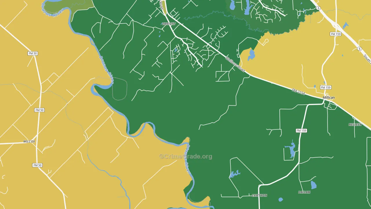 Cawthon, TX Map of Drug-Related Crime Rates