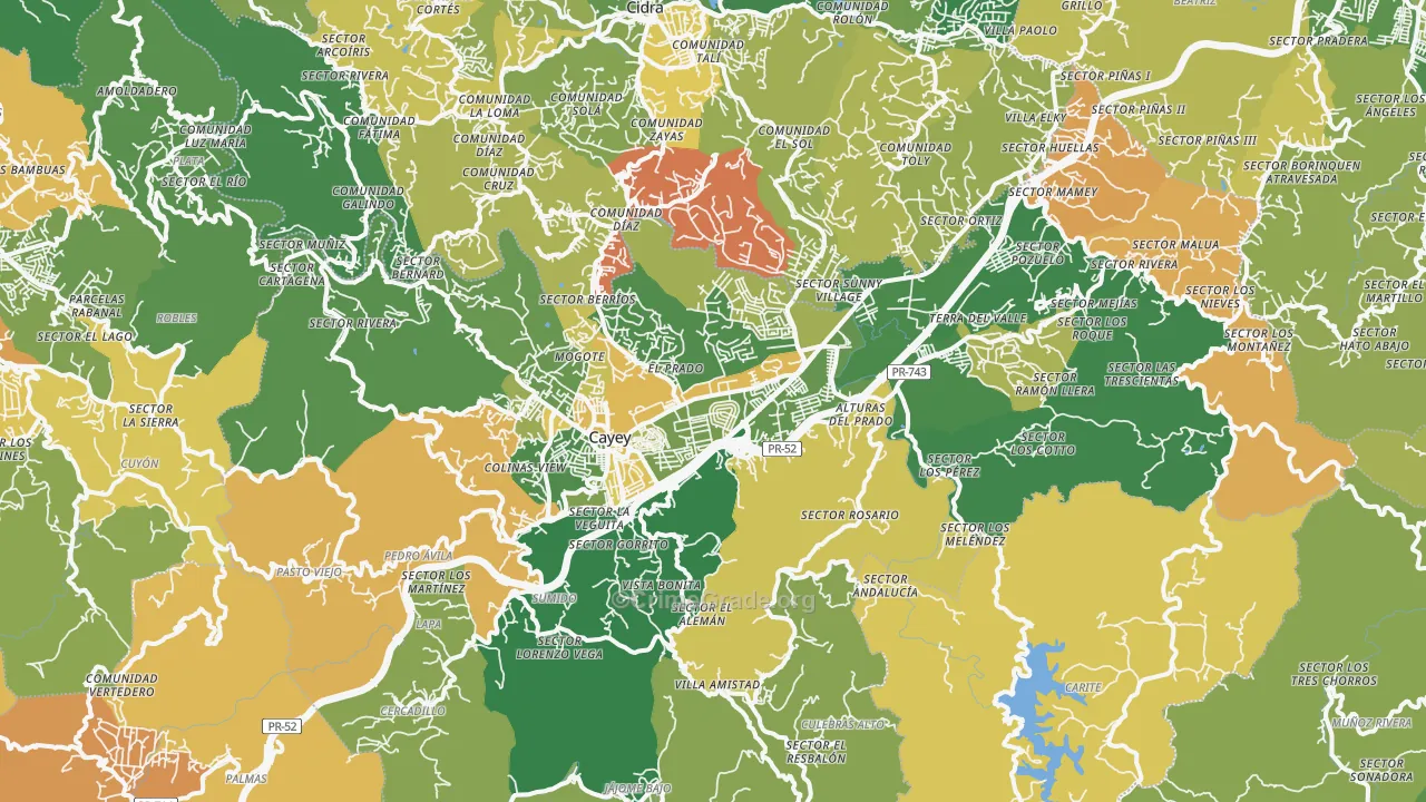 Cayey Municipio, PR Map of Drug-Related Crime Rates