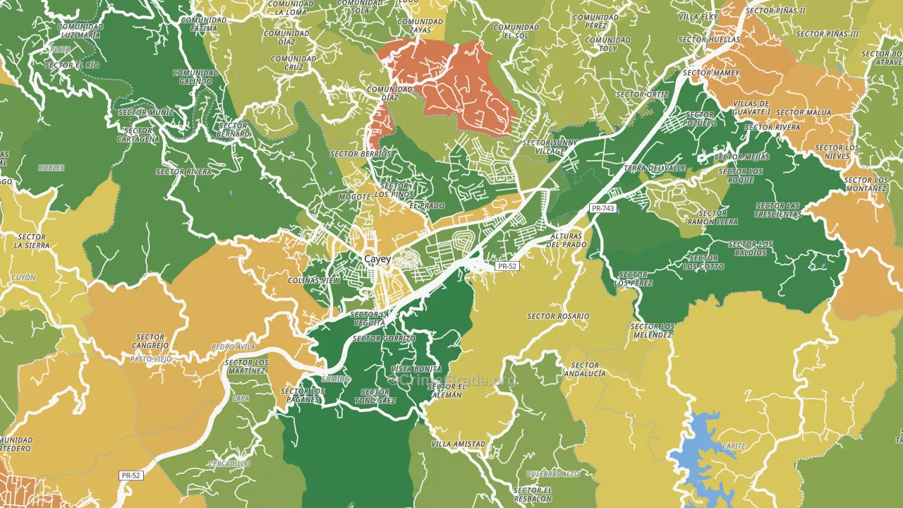Cayey, PR Map of Drug-Related Crime Rates