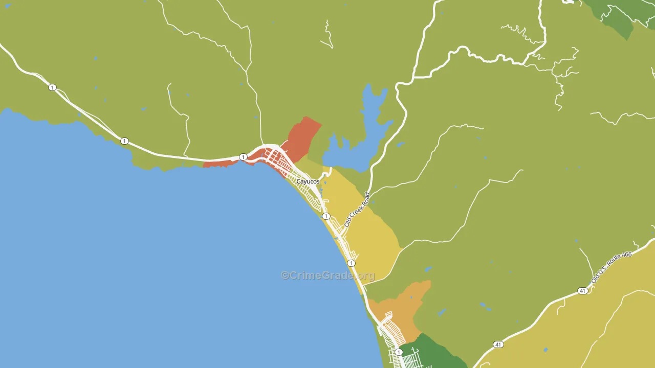 Cayucos, CA Map of Drug-Related Crime Rates