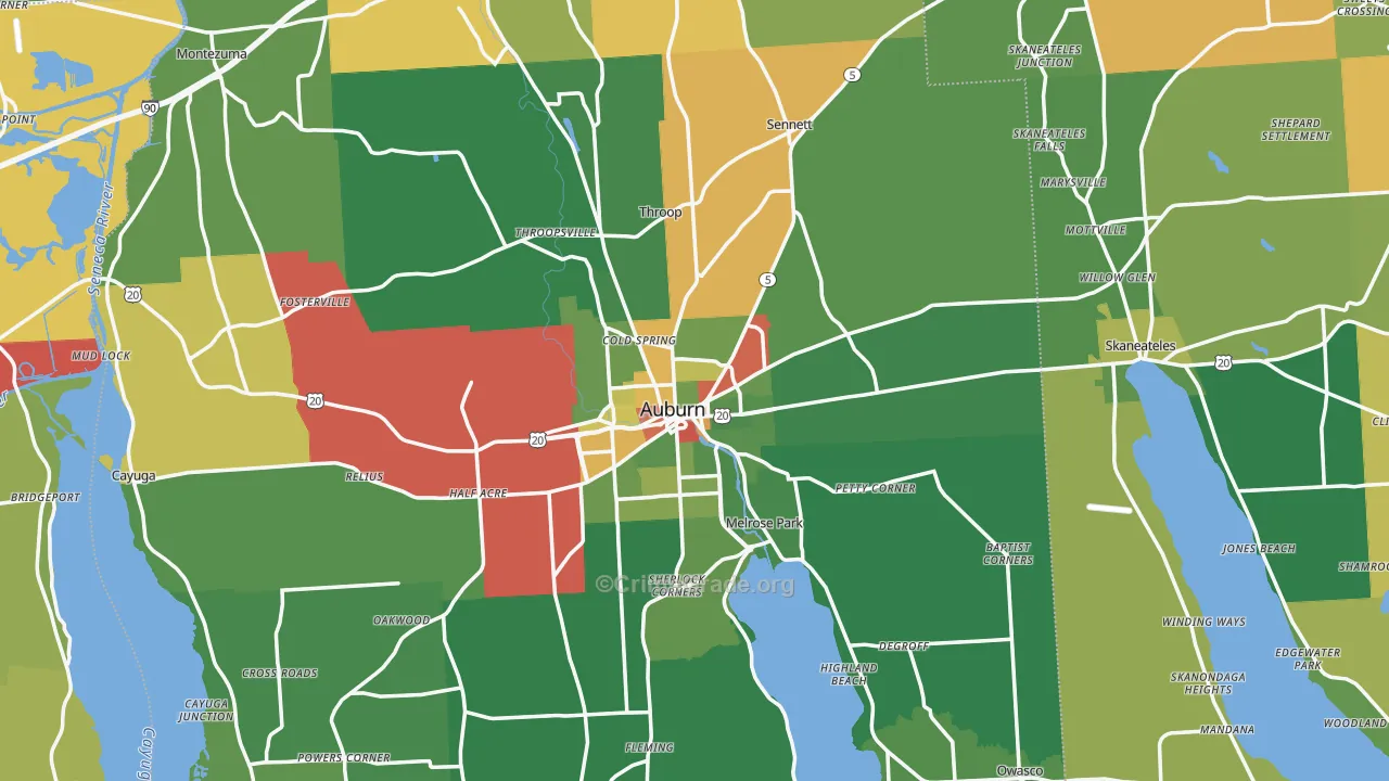 Cayuga County, NY Map of Drug-Related Crime Rates
