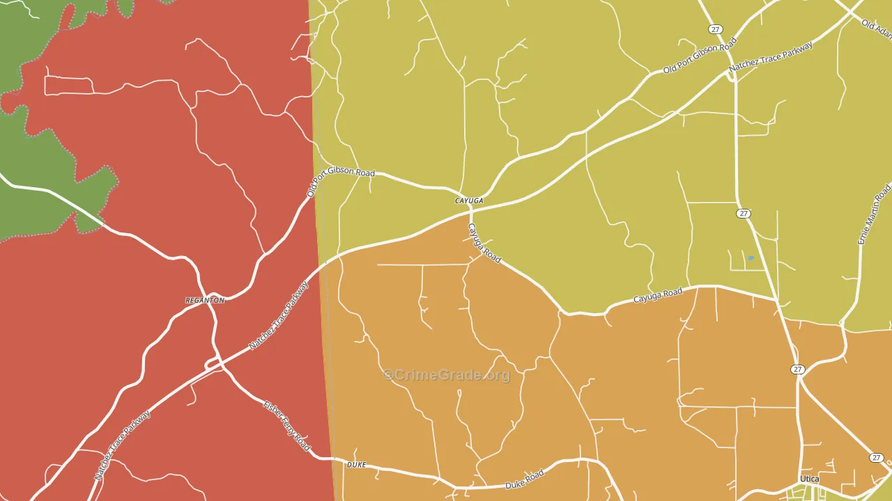 Cayuga, MS Map of Drug-Related Crime Rates