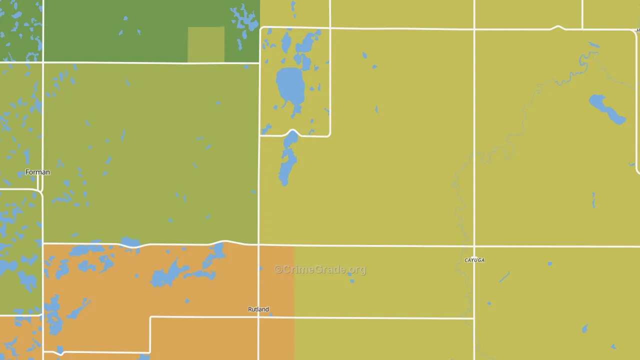 Cayuga, ND Map of Drug-Related Crime Rates