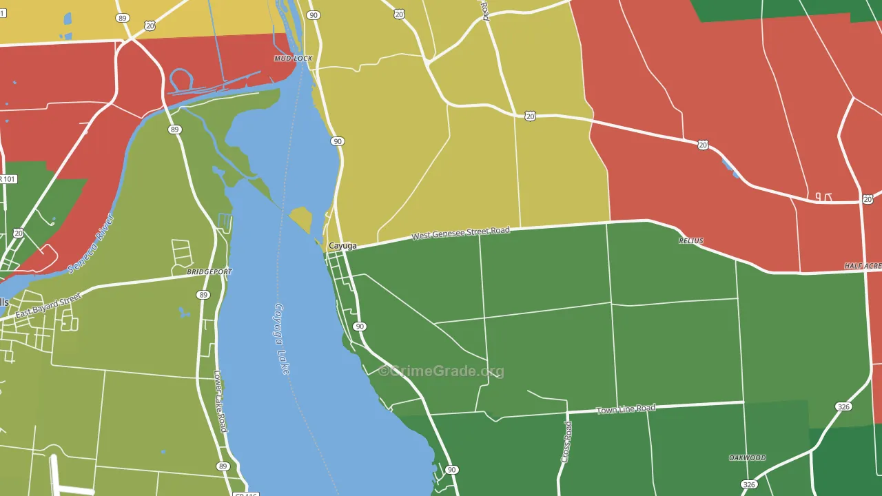 Cayuga, NY Map of Drug-Related Crime Rates