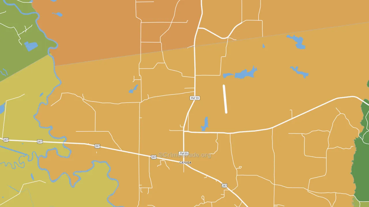 Cayuga, TX Map of Drug-Related Crime Rates