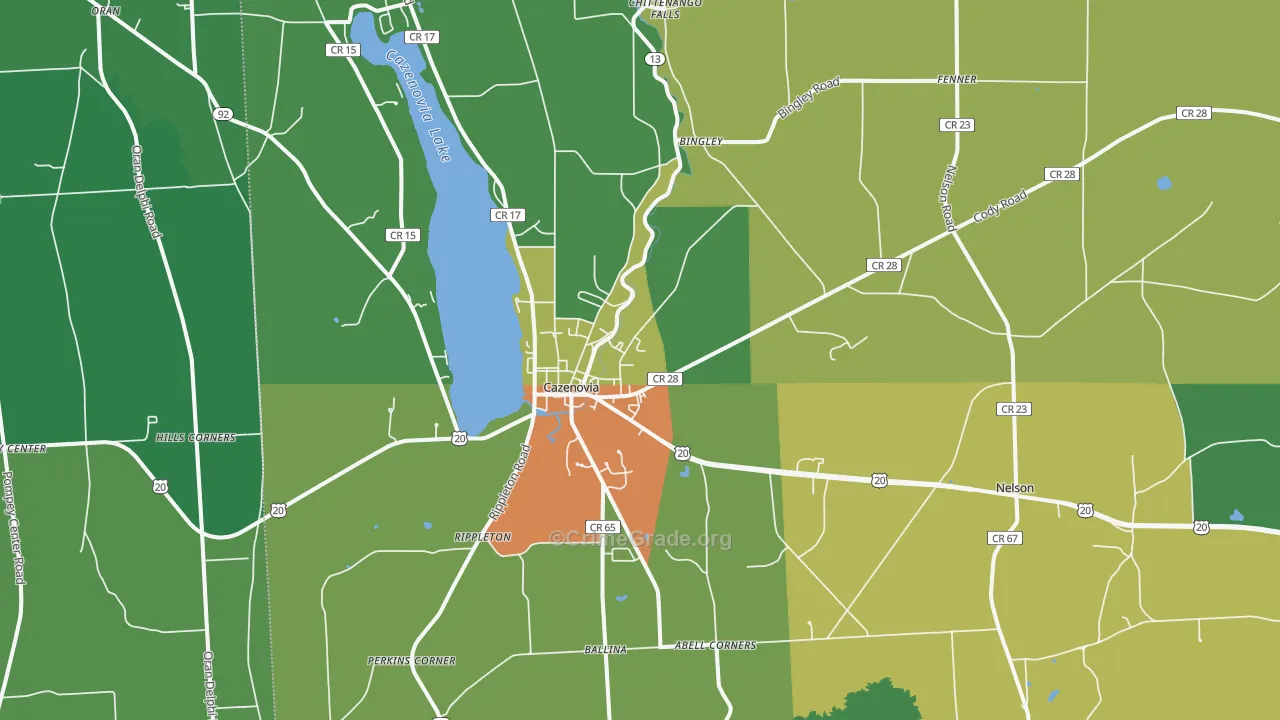 Cazenovia, NY Map of Drug-Related Crime Rates