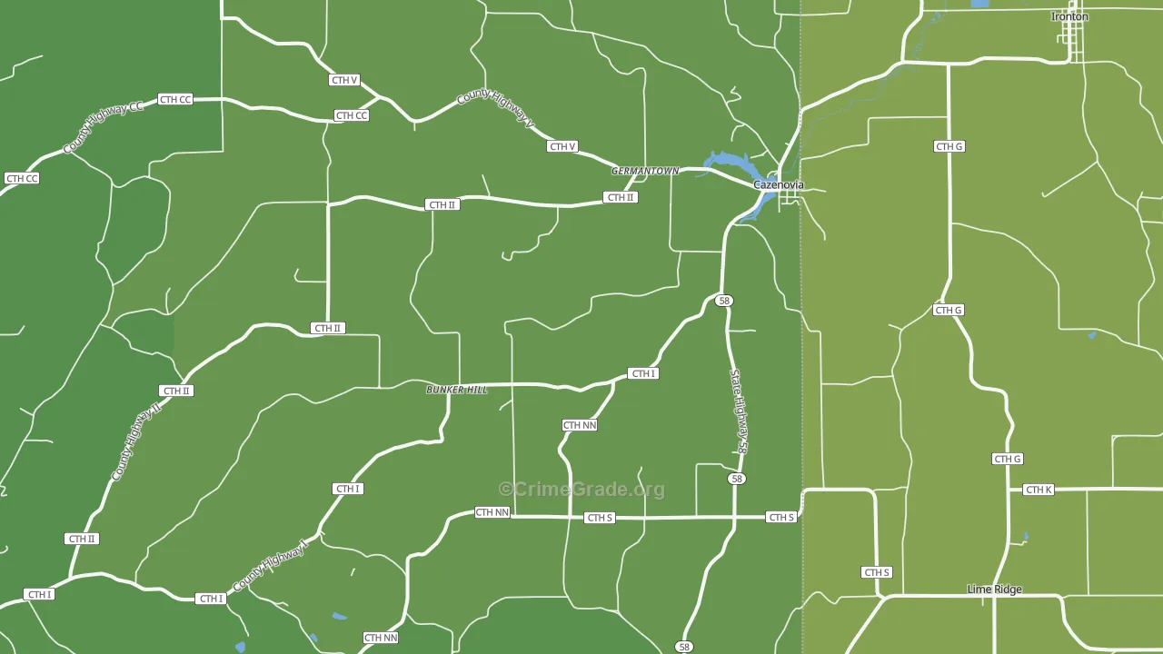 Cazenovia, WI Map of Drug-Related Crime Rates