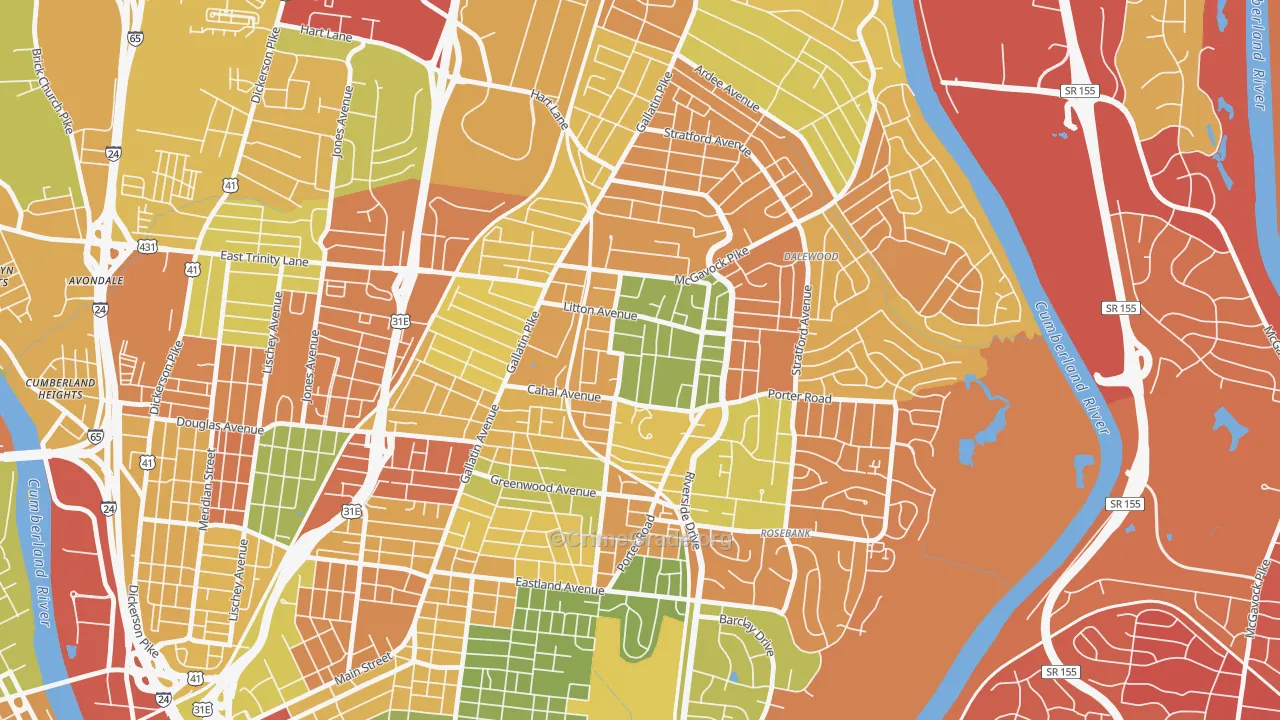 CCSI-South Inglewood, Nashville, TN Map of Drug-Related Crime Rates