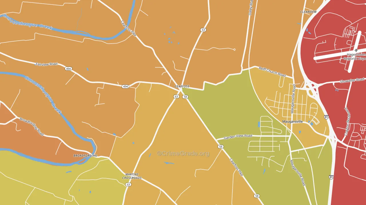 Cearfoss, MD Map of Drug-Related Crime Rates