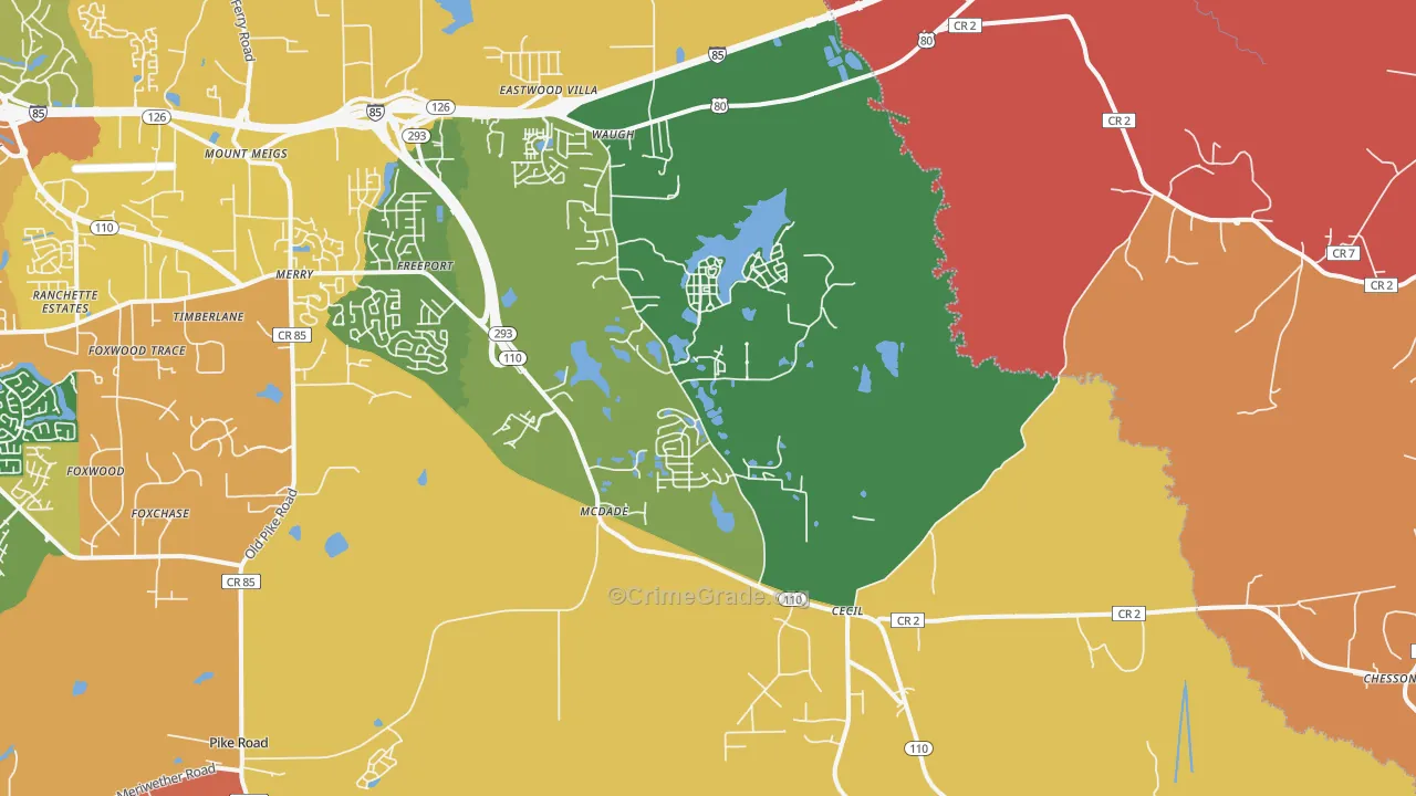 Cecil, AL Map of Drug-Related Crime Rates