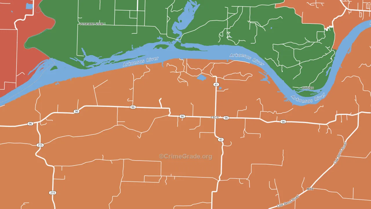 Cecil, AR Map of Drug-Related Crime Rates