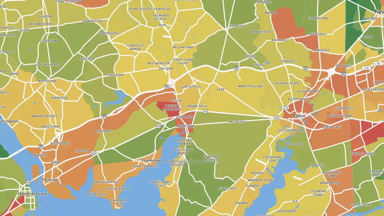 Cecil County, MD Map of Drug-Related Crime Rates
