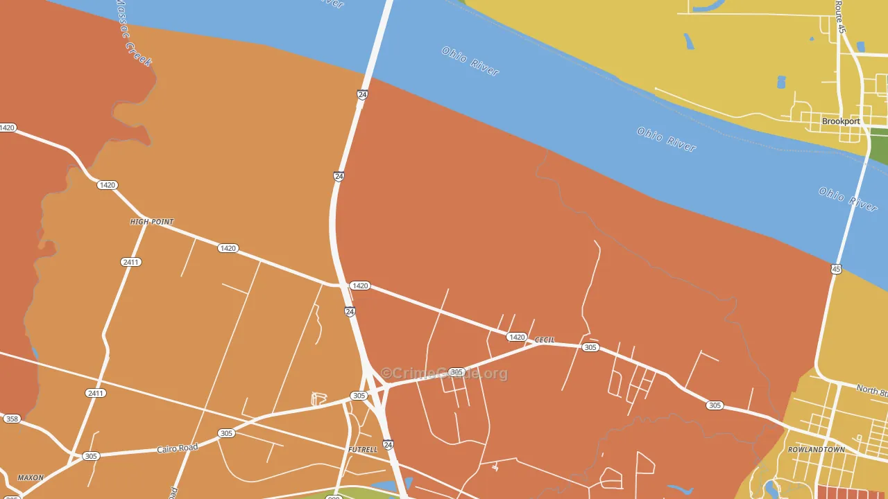 Cecil, KY Map of Drug-Related Crime Rates