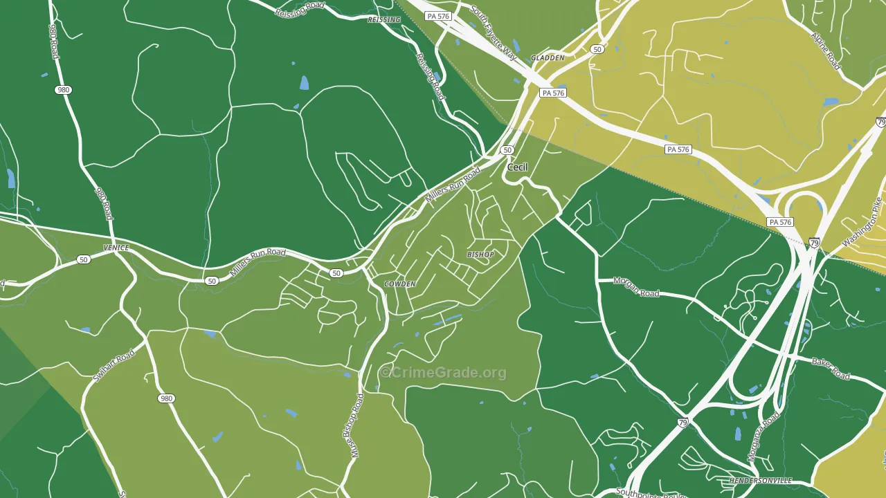 Cecil, PA Map of Drug-Related Crime Rates