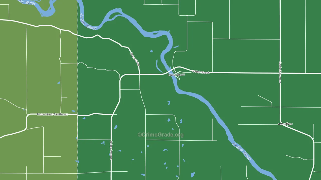 Cedar Bluff, IA Map of Drug-Related Crime Rates