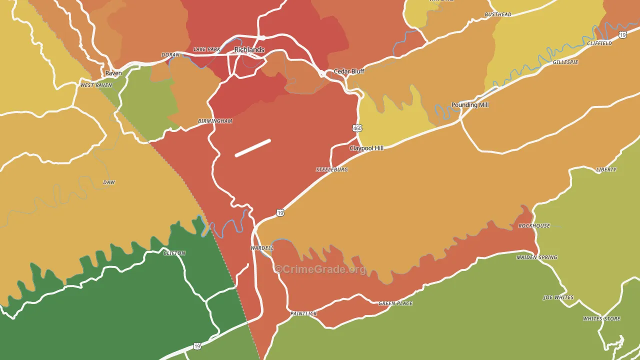 Cedar Bluff, VA Map of Drug-Related Crime Rates