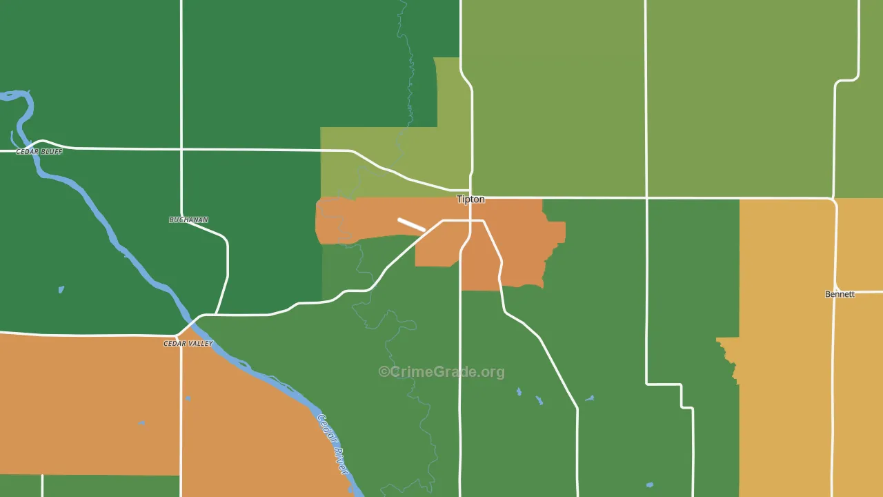 Cedar County, IA Map of Drug-Related Crime Rates
