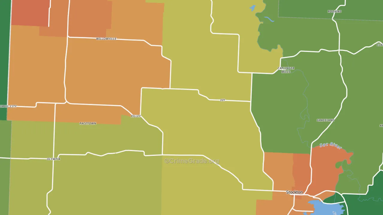 Cedar County, MO Map of Drug-Related Crime Rates