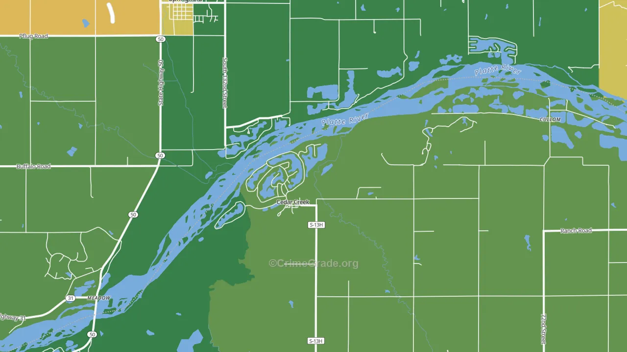 Cedar Creek, NE Map of Drug-Related Crime Rates
