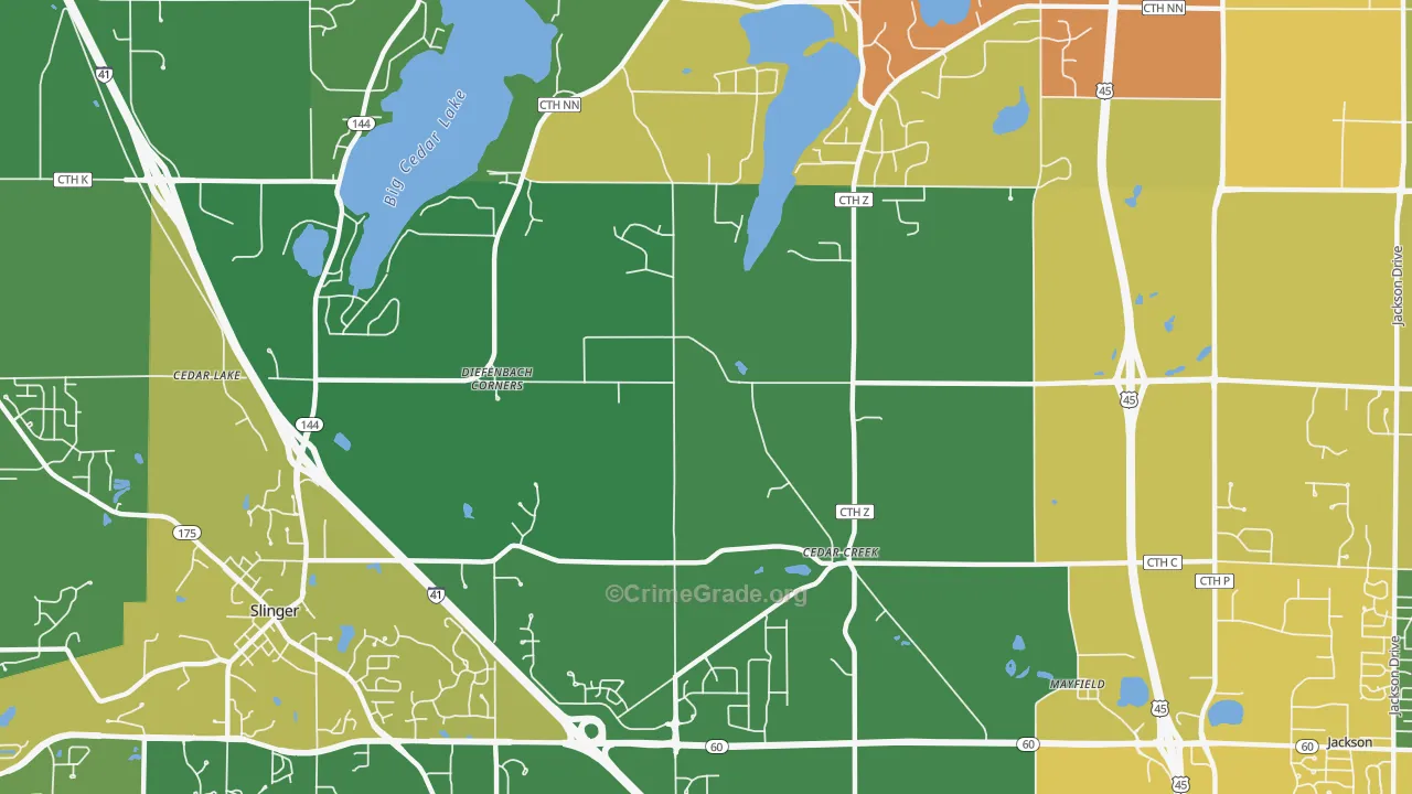 Cedar Creek, WI Map of Drug-Related Crime Rates