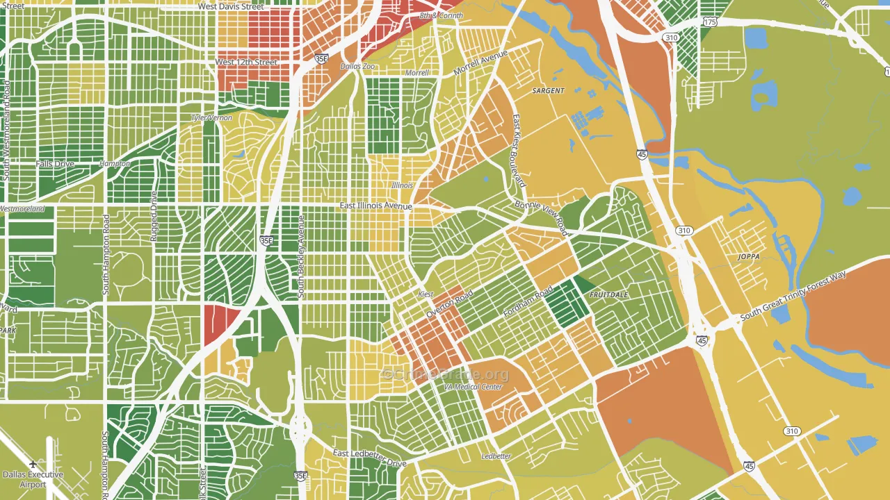 Cedar Crest, Dallas, TX Map of Drug-Related Crime Rates