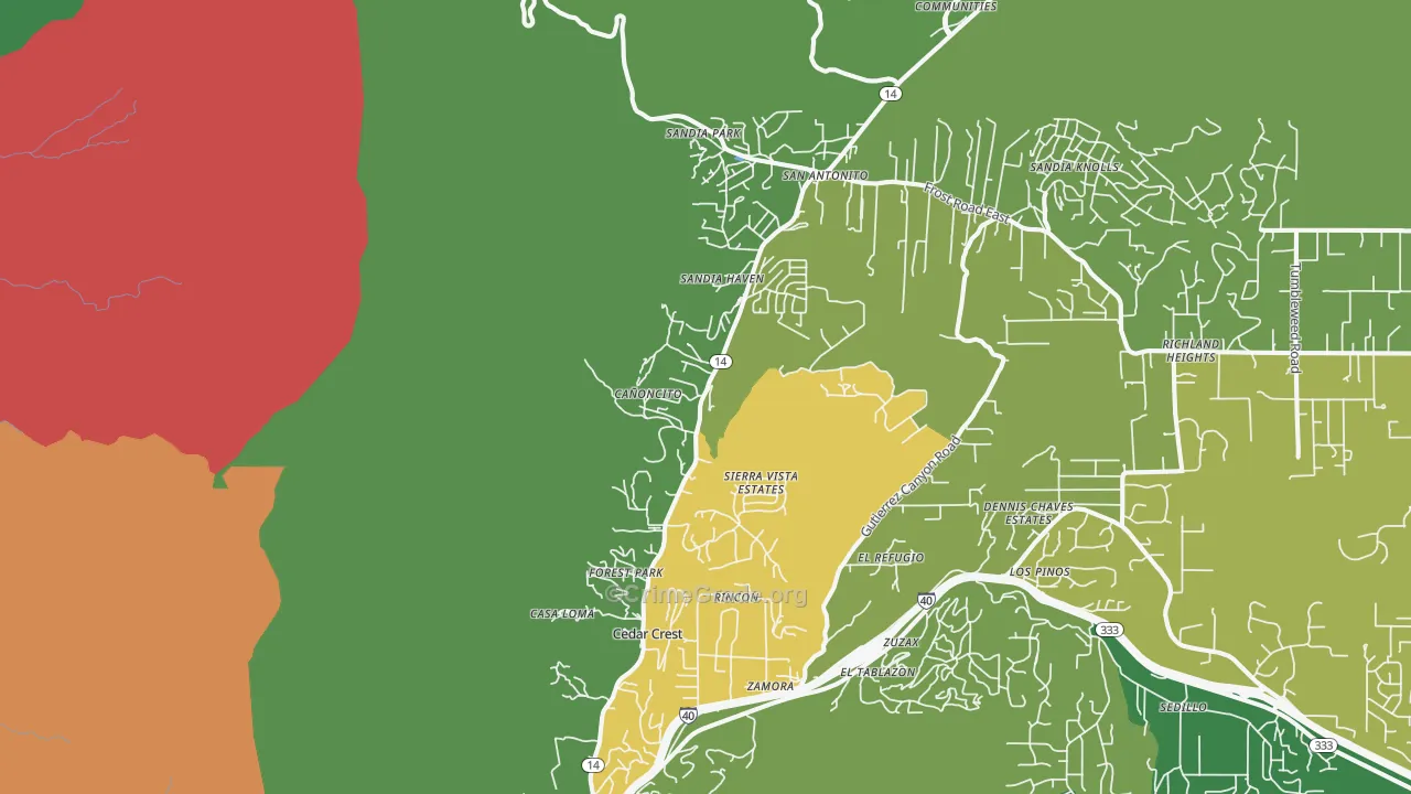 Cedar Crest, NM Map of Drug-Related Crime Rates
