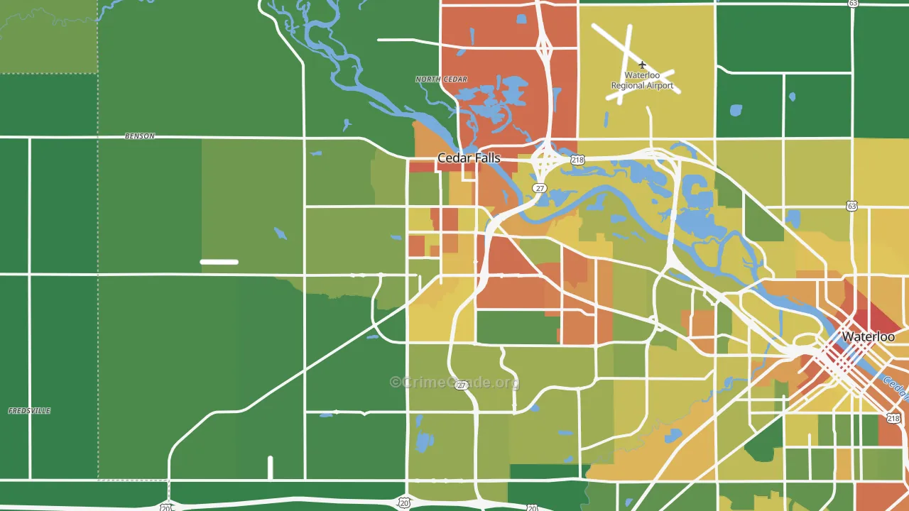 Cedar Falls, IA Map of Drug-Related Crime Rates