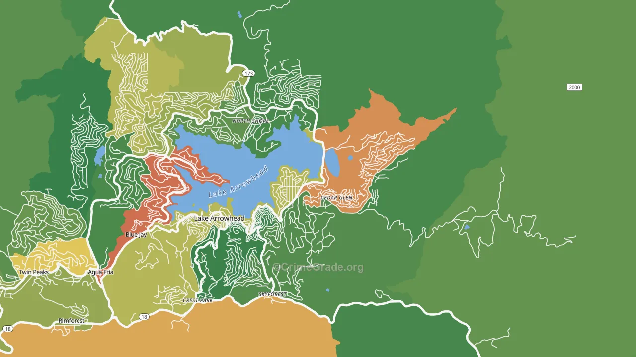 Cedar Glen, CA Map of Drug-Related Crime Rates