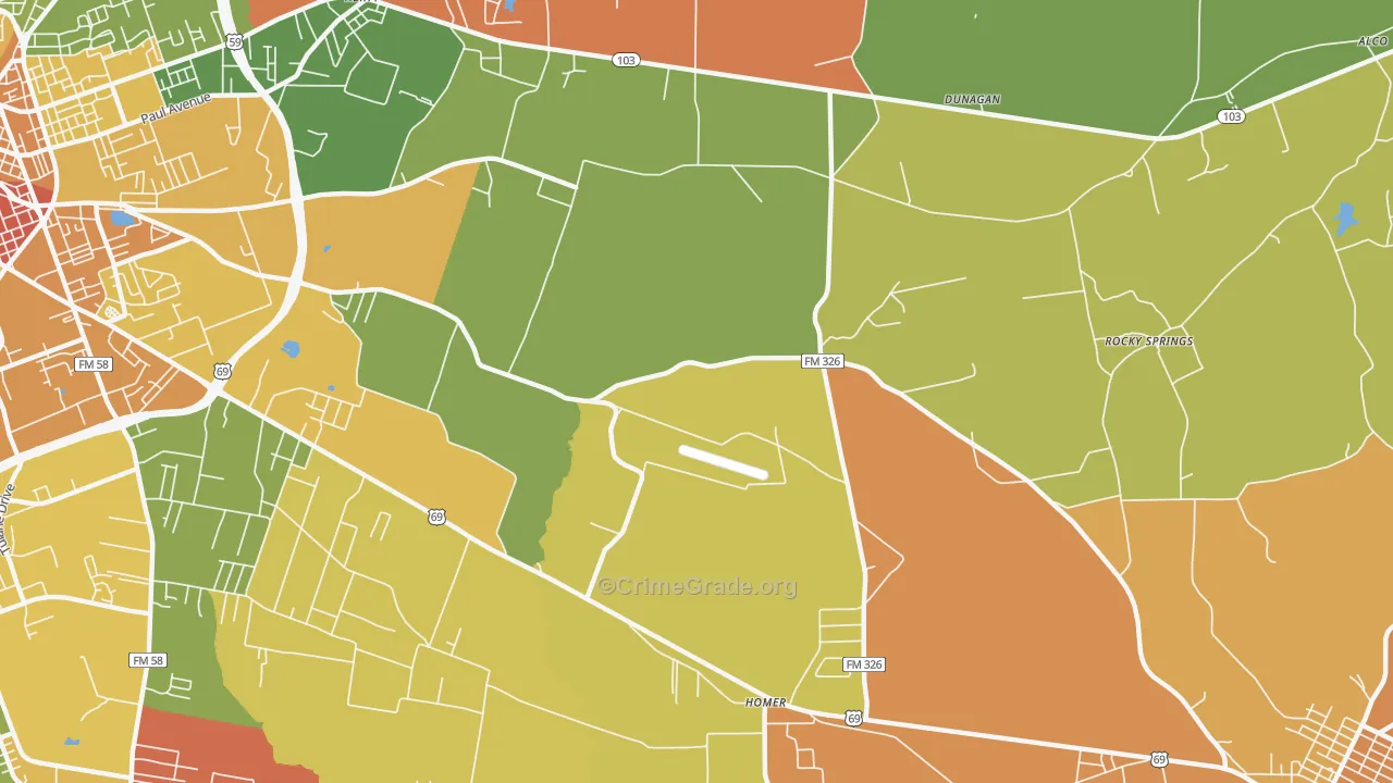 Cedar Grove, TX Map of Drug-Related Crime Rates