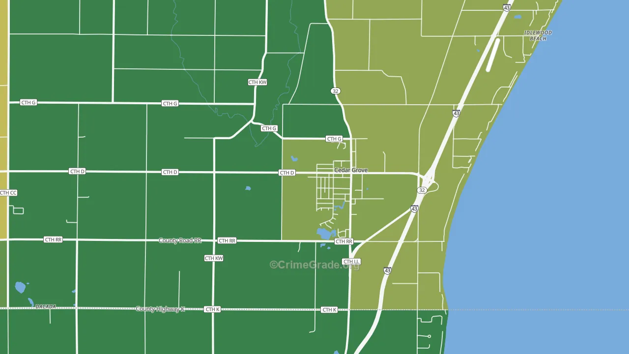 Cedar Grove, WI Map of Drug-Related Crime Rates