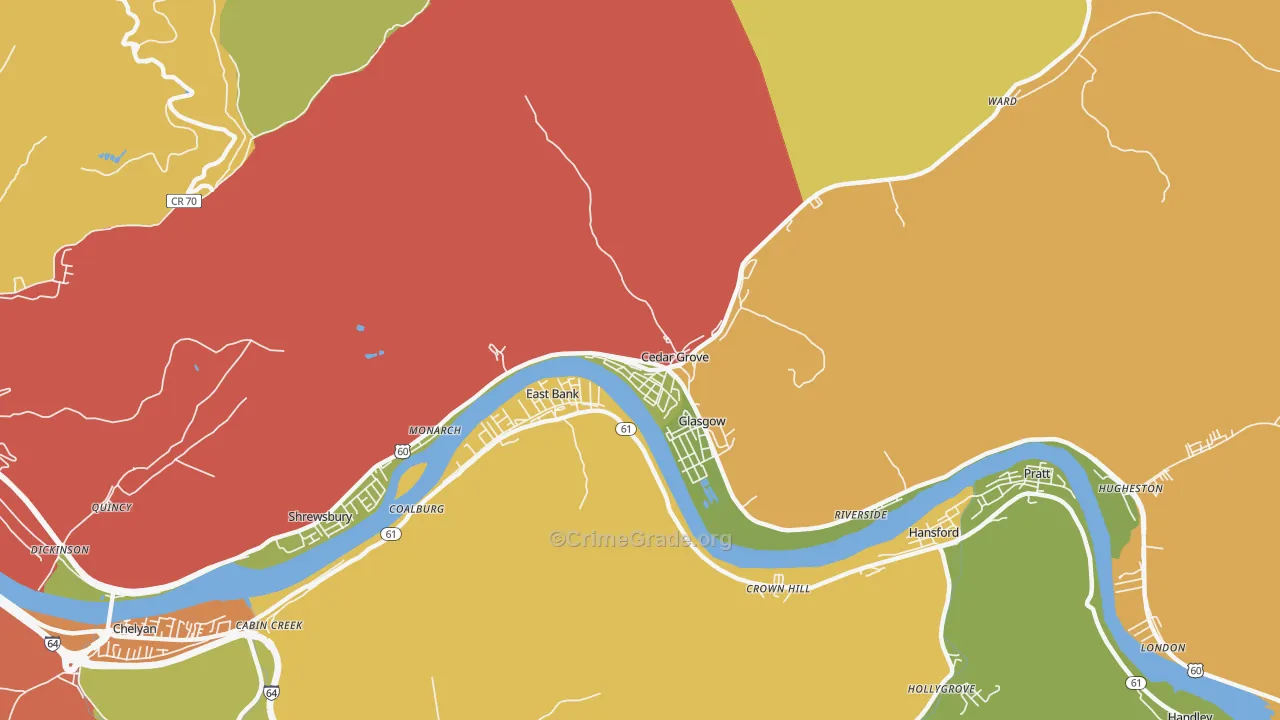 Cedar Grove, WV Map of Drug-Related Crime Rates