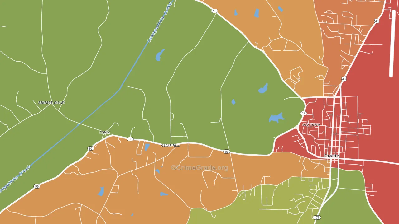 Cedar Hill, AL Map of Drug-Related Crime Rates