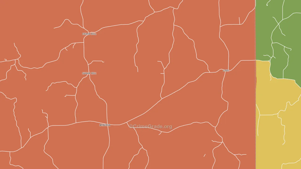 Cedar Hill, MS Map of Drug-Related Crime Rates