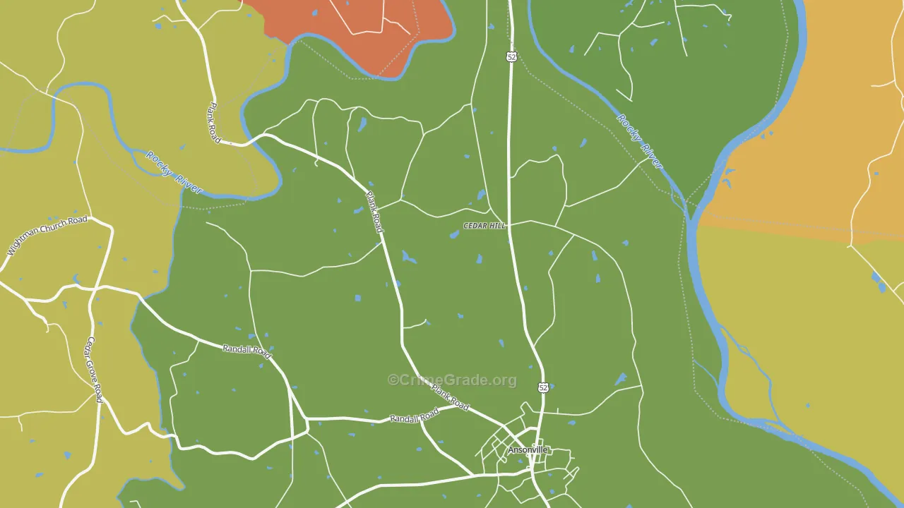 Cedar Hill, NC Map of Drug-Related Crime Rates