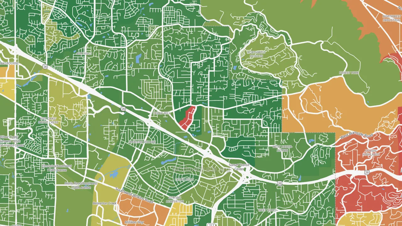 Cedar Hills-Cedar Mill, Portland, OR Map of Drug-Related Crime Rates