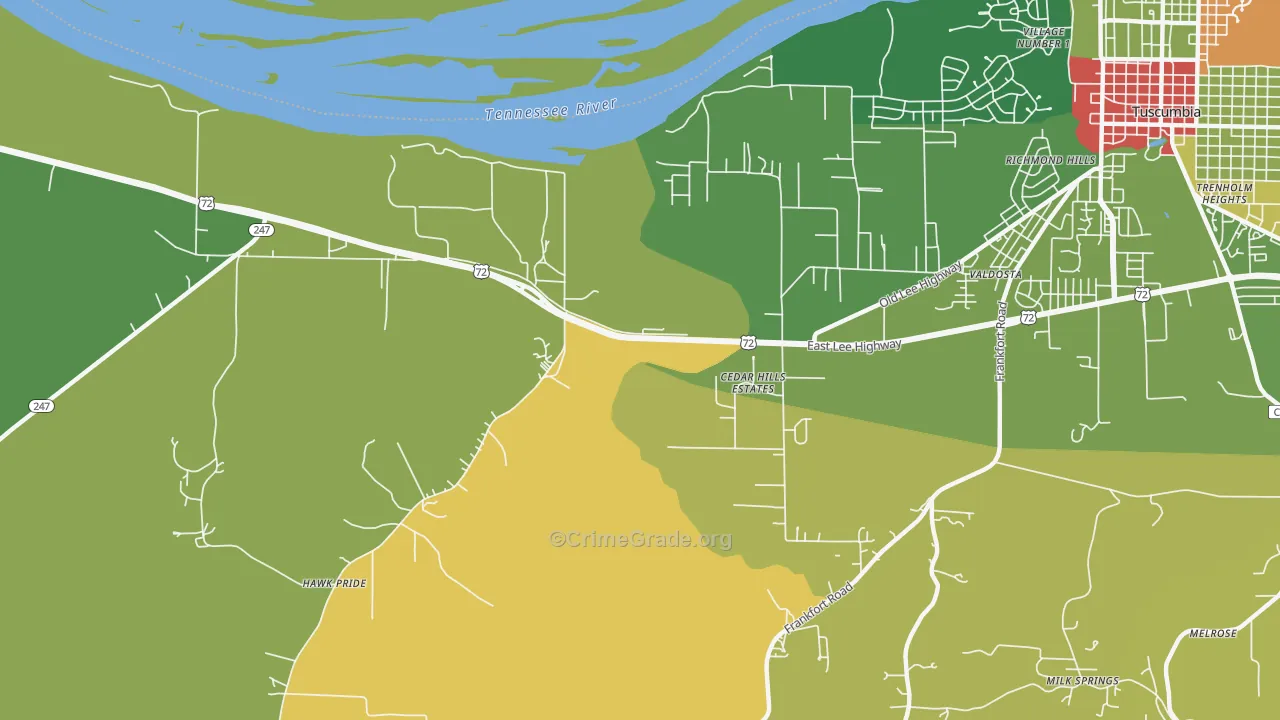 Cedar Hills Estates, AL Map of Drug-Related Crime Rates