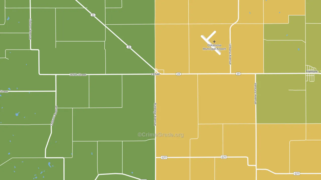Cedar, IA Map of Drug-Related Crime Rates
